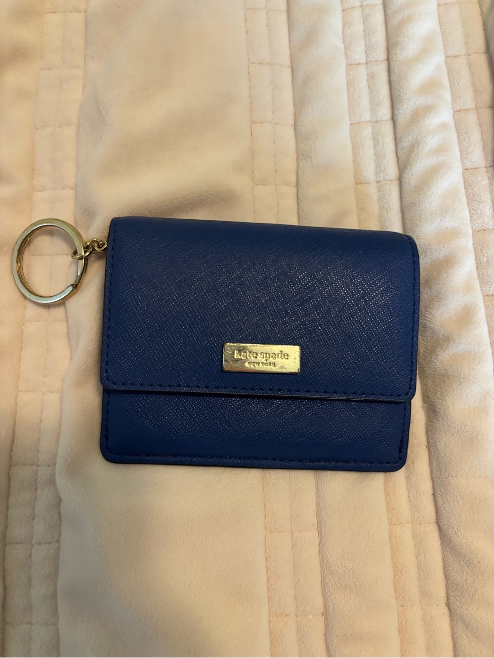 Kate Spade Blue Cardholder with Gold Accents